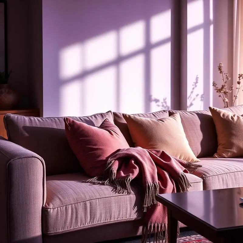 Sofa with linen cushions in an Indian home